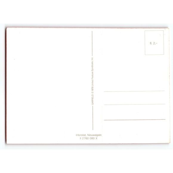 Vintage 1978 Garfield Comic Sticker Front Postcard by Jim Davis - Dutch Text - Picture 2 of 2